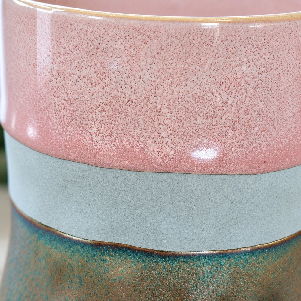 Rochelle Coffee Mug Pink Grey Bronze Hammered Ceramic Glaze - Picture 5 of 10